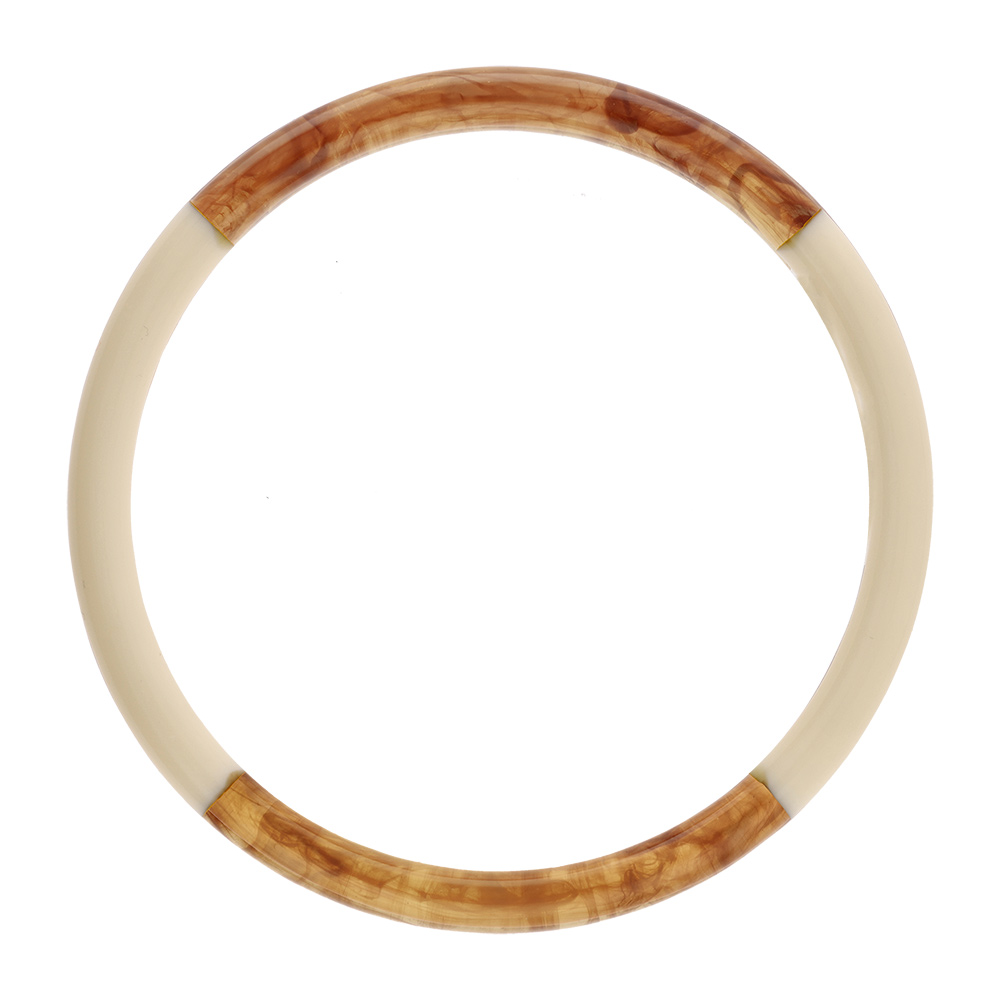 Bracelet jonc 6mm en résine couleur ambre et blanc - 63mm