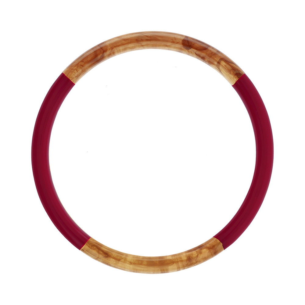 Bracelet jonc 6mm en résine couleur ambre et bordeau - 60mm