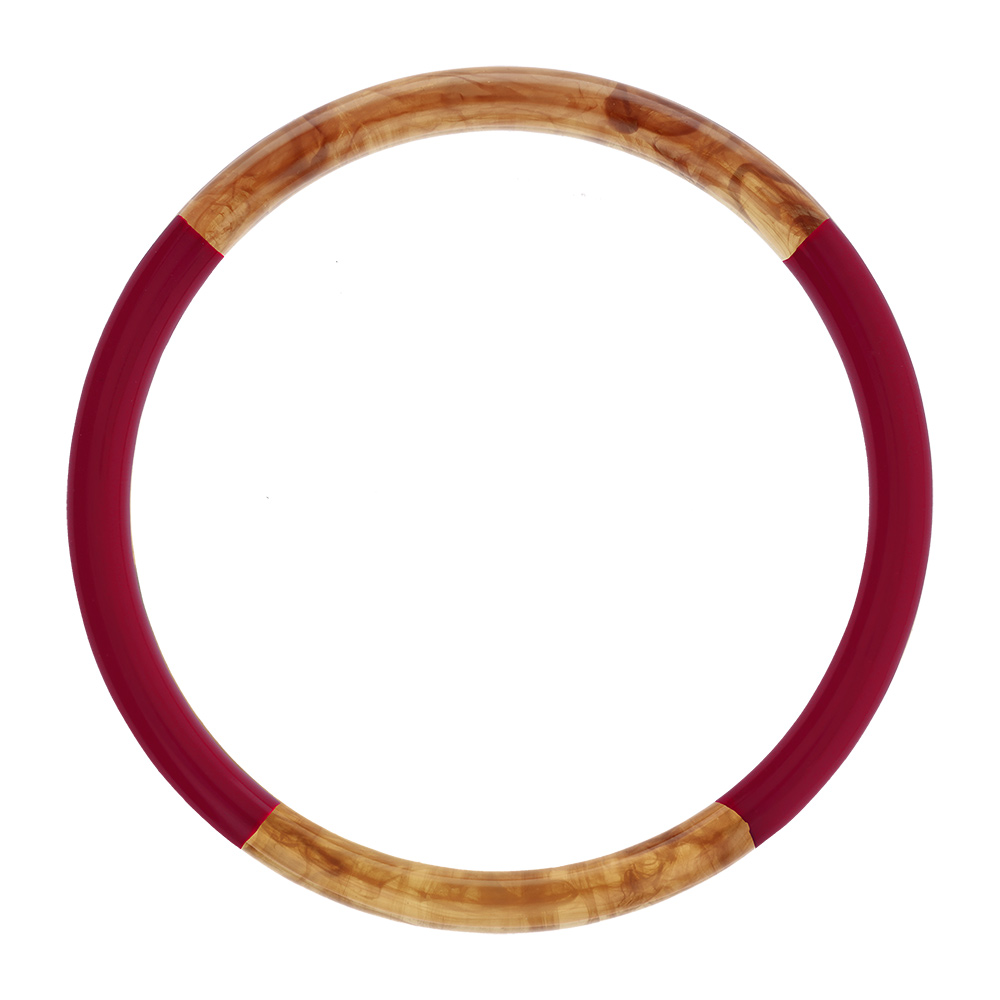 Bracelet jonc 6mm en résine couleur ambre et bordeau - 63mm