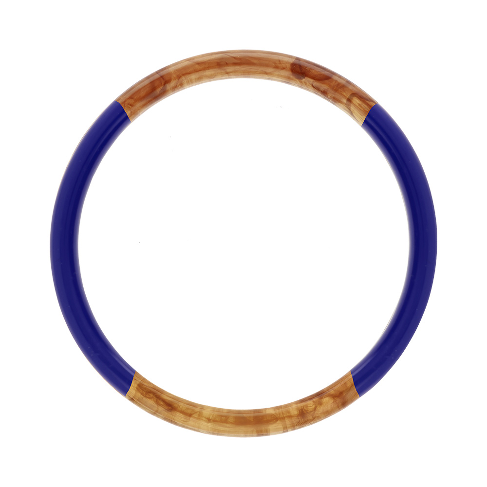 Bracelet jonc 6mm résine couleur ambre et bleu foncé - 60mm