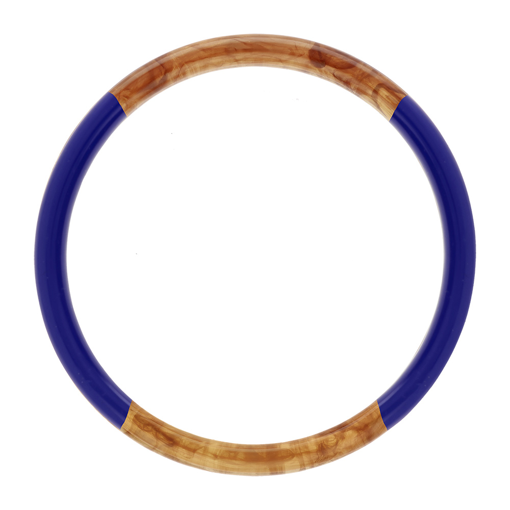 Bracelet jonc 6mm en résine couleur ambre et bleu foncé - 63mm