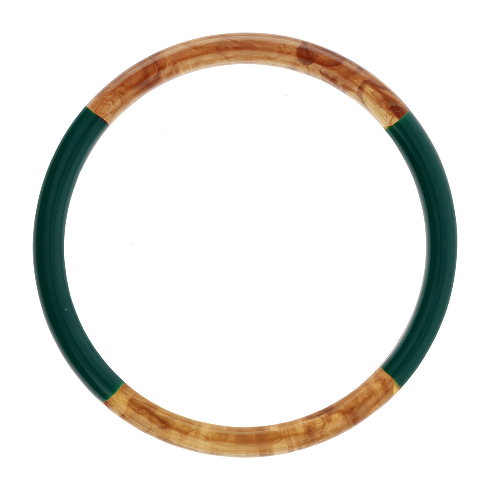 Bracelet jonc 6mm en résine couleur ambre et vert anglais - 63mm