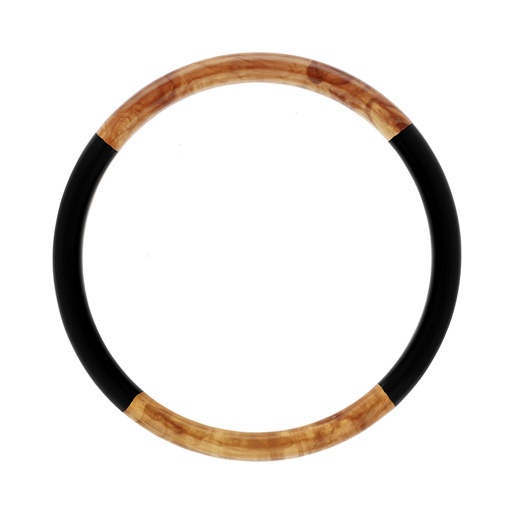 Bracelet jonc 6mm en résine couleur ambre et noir - 60mm