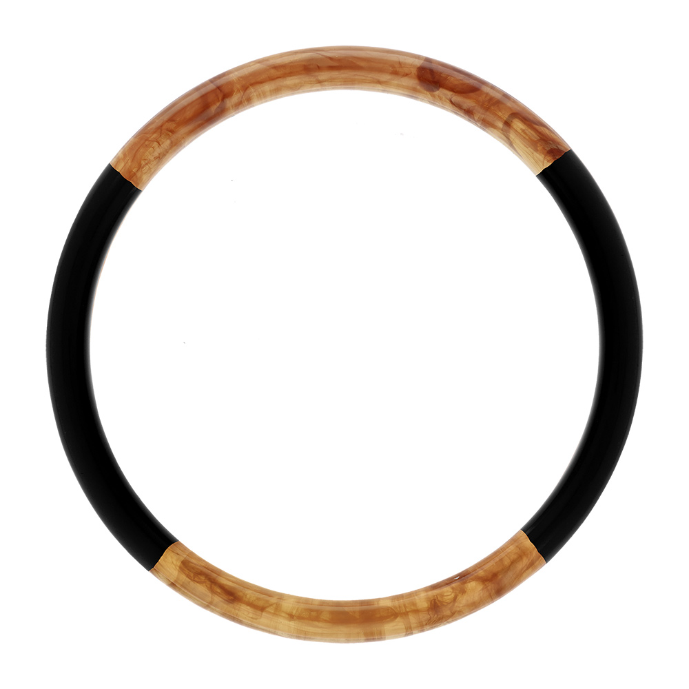 Bracelet jonc 6mm en résine couleur ambre et noir - 63mm
