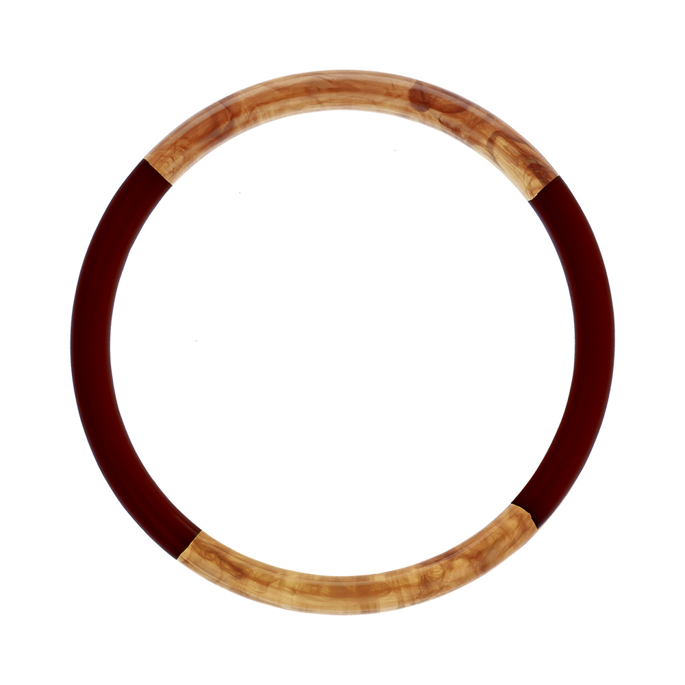 Bracelet jonc 6mm en résine couleur ambre et chocolat - 60mm