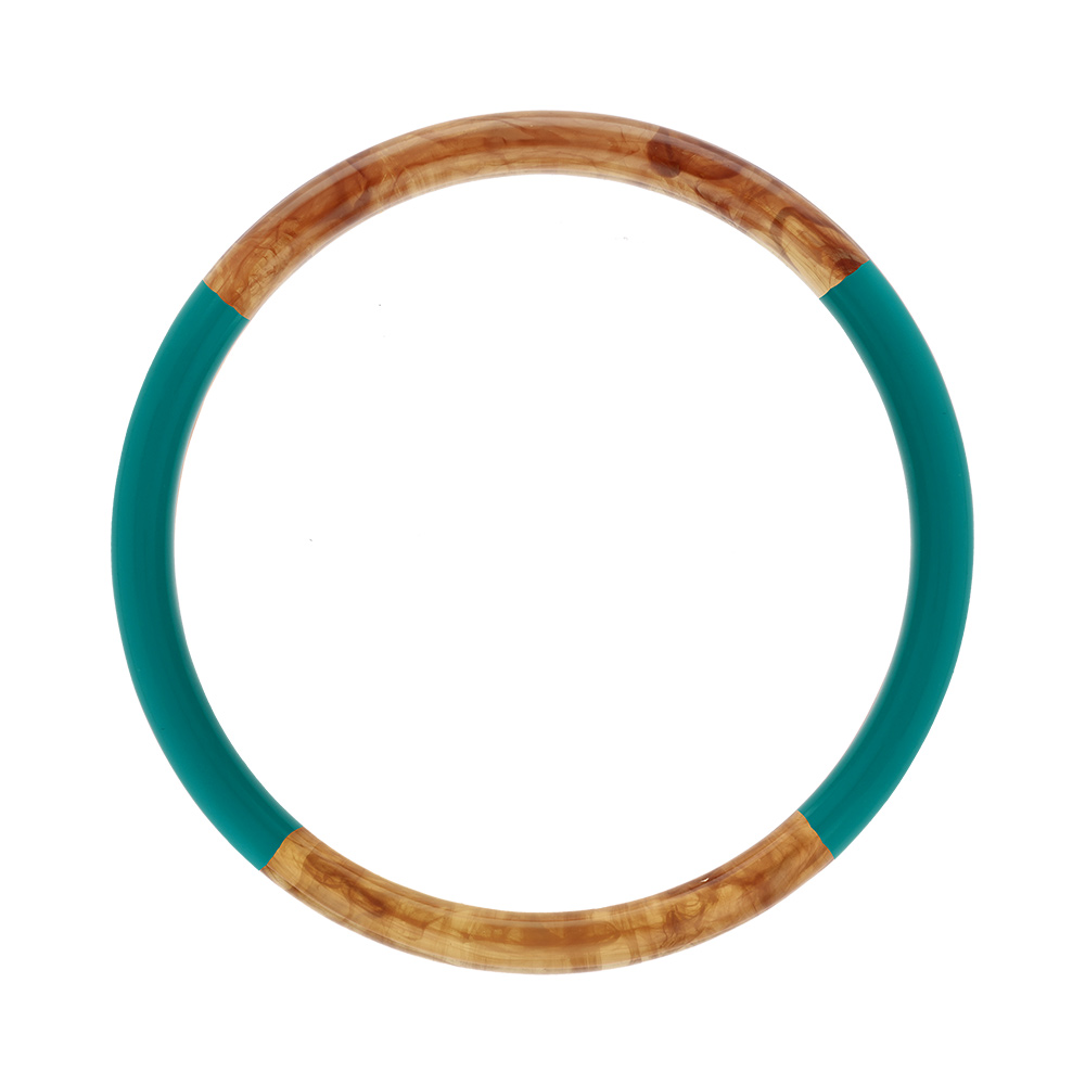 Bracelet jonc 6mm en résine couleur ambre et turquoise - 60mm