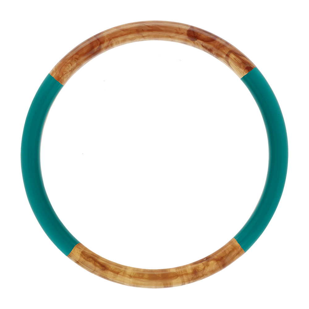 Bracelet jonc 6mm en résine couleur ambre et turquoise - 63mm