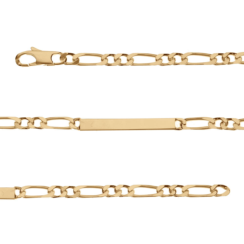 Gourmette en vermeil maille  1+2 prestige 4mm - 18cm