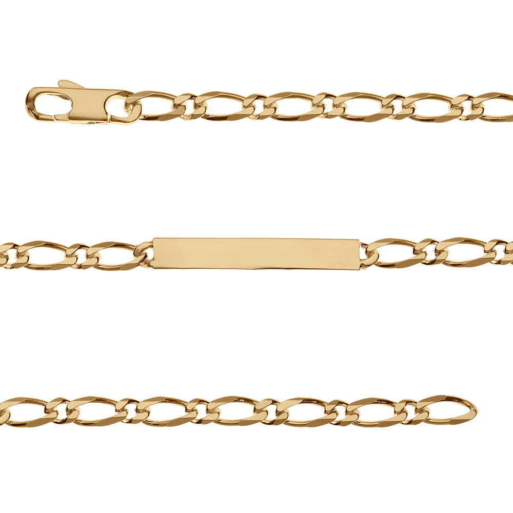 Gourmette en vermeil maille  figaro 1+1 hawai 5mm - 18cm