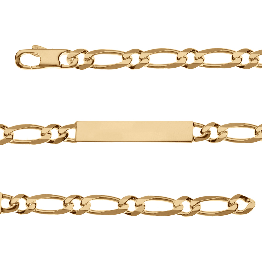 Gourmette en vermeil maille  figaro 1+1 hawai 6mm - 18cm