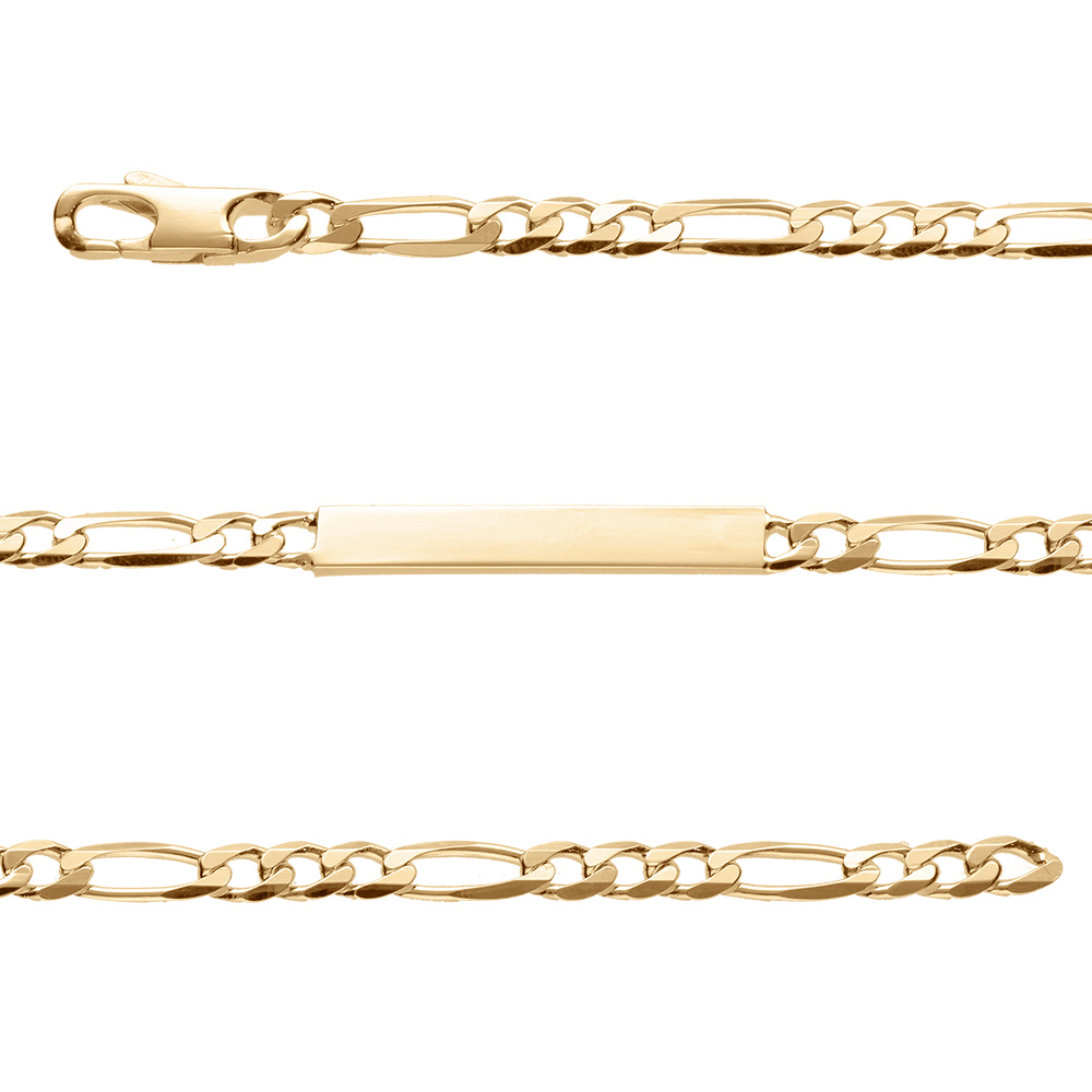 Gourmette  en vermeil maille figaro 1+3 hawai 5mm - 18cm