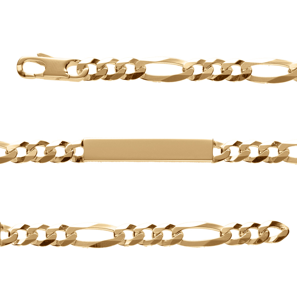 Gourmette en vermeil maille figaro 1+3 hawai 6mm - 18cm Gourmette en vermeil maille figaro 1+3 hawai 6mm - 18cm