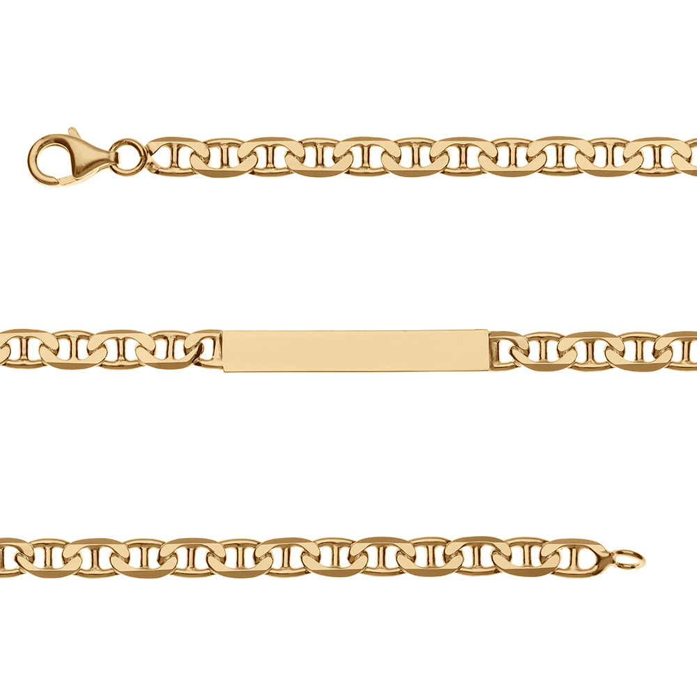 Gourmette en vermeil 4mm maille fine marine -  18cm