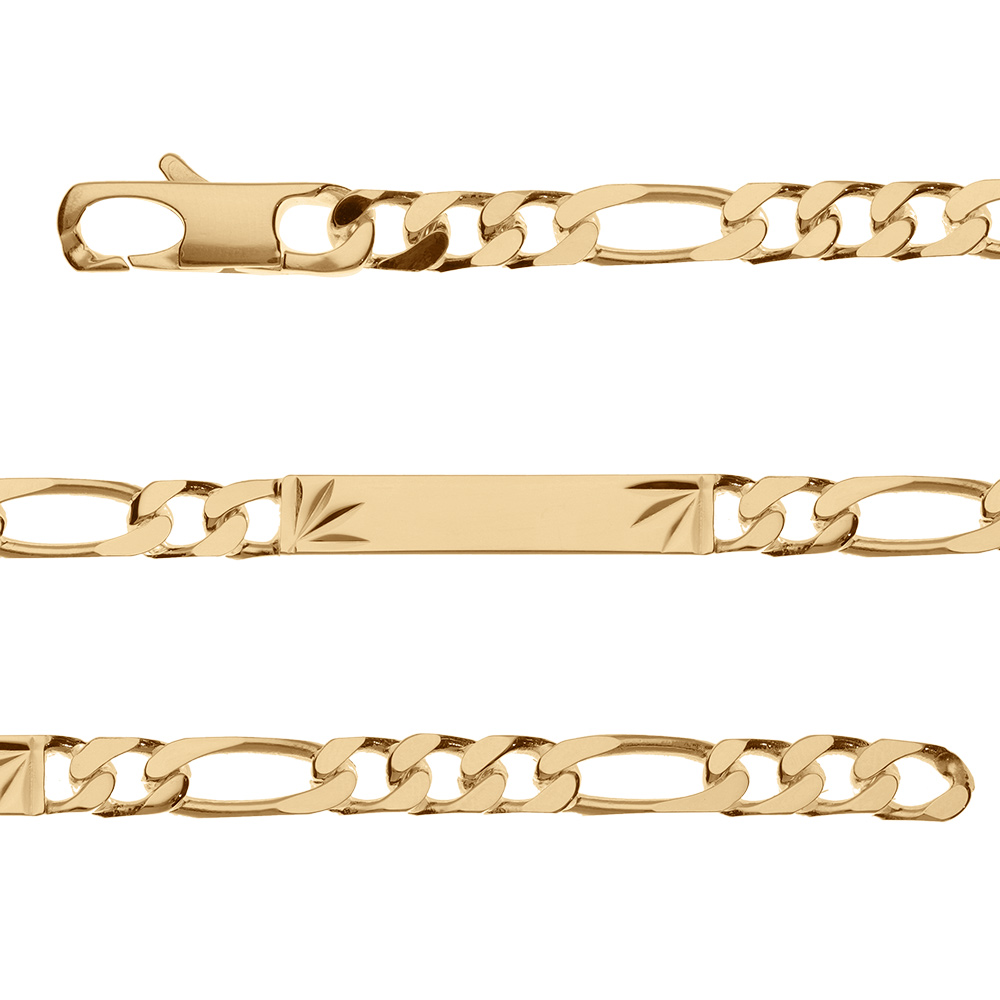 Gourmette en vermeil maile 1+3 prestige 6mm diamantée etoile - 18cm Gourmette en vermeil maile 1+3 prestige 6mm diamantée etoile - 18cm