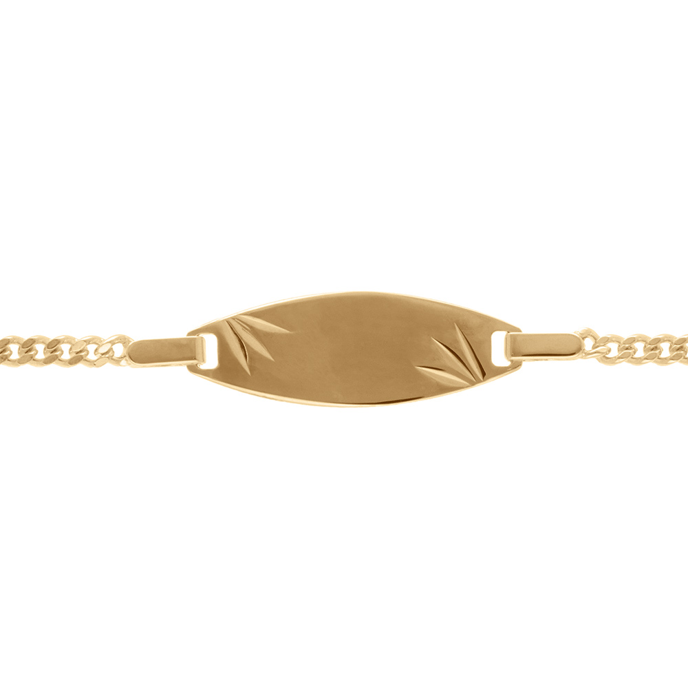 Gourmette Bébé en vermeil maille gourmette 2mm ovale diamantée etoile - 15/13cm
