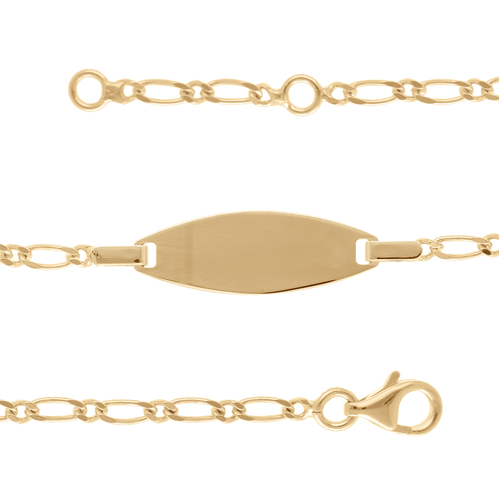 Gourmette Bébé en vermeil maille 1+1 ovale 2mm - 15/13cm
