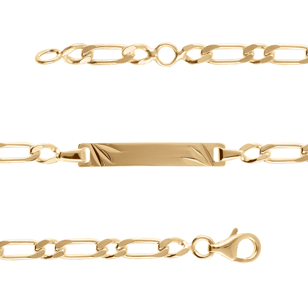 Gourmette enfant en vermeil maille 1+1 3mm diamantée etoile -16/14cm