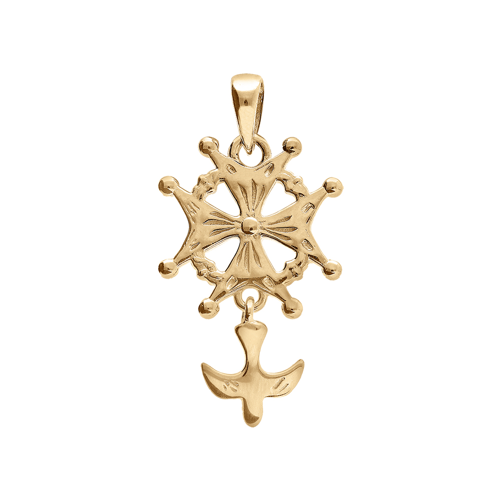 Pendentif croix Huguenote en vermeil petit modèle