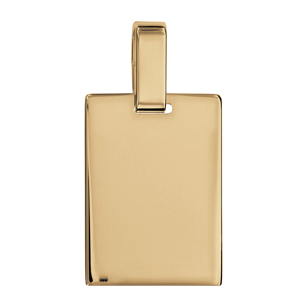 Pendentif en vermeil plaque G.I. rectangulaire à graver - dimensions 15mm X 20mm - plaque prestige