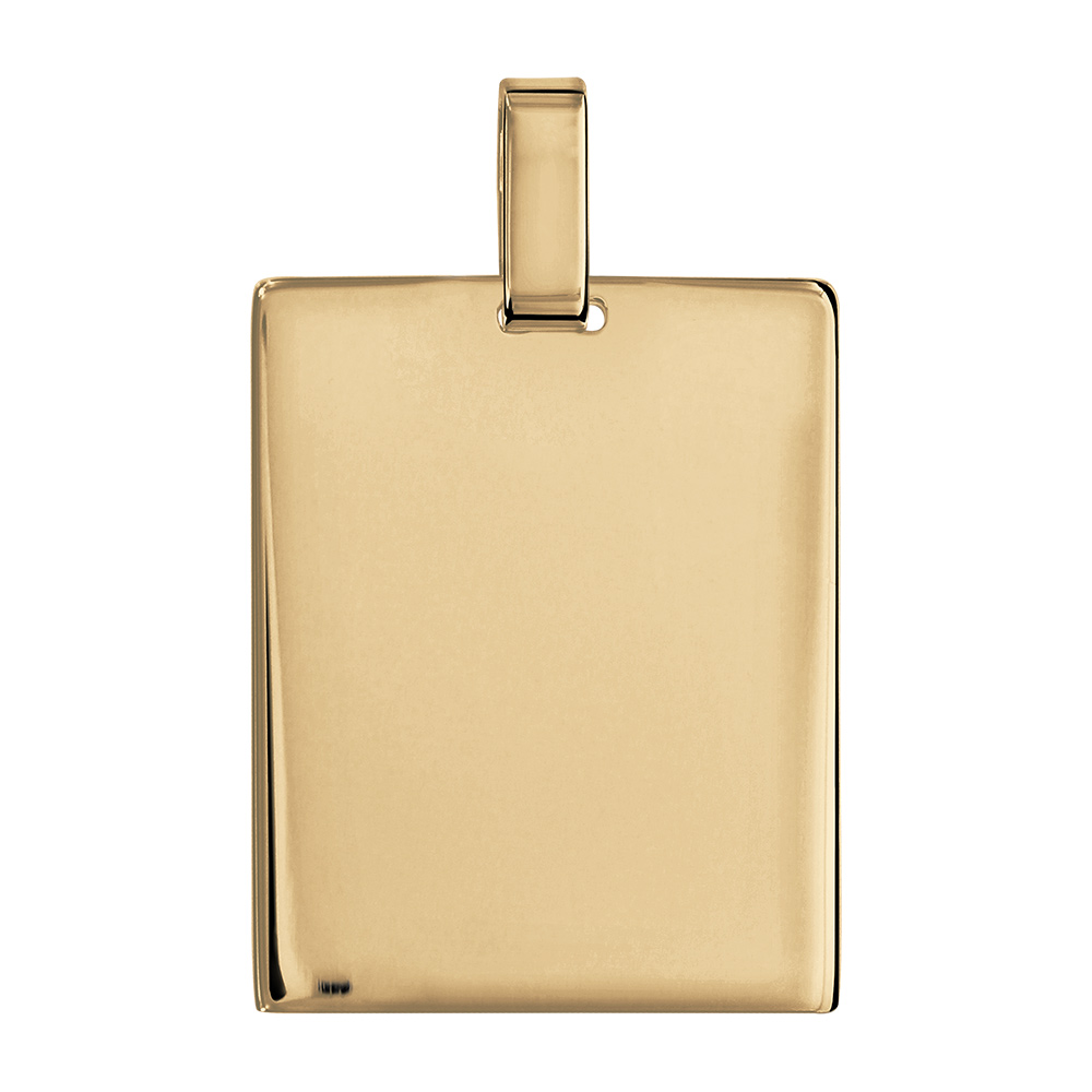 Pendentif en vermeil plaque G.I. rectangulaire à graver - dimensions 29mm X 23mm - plaque prestige