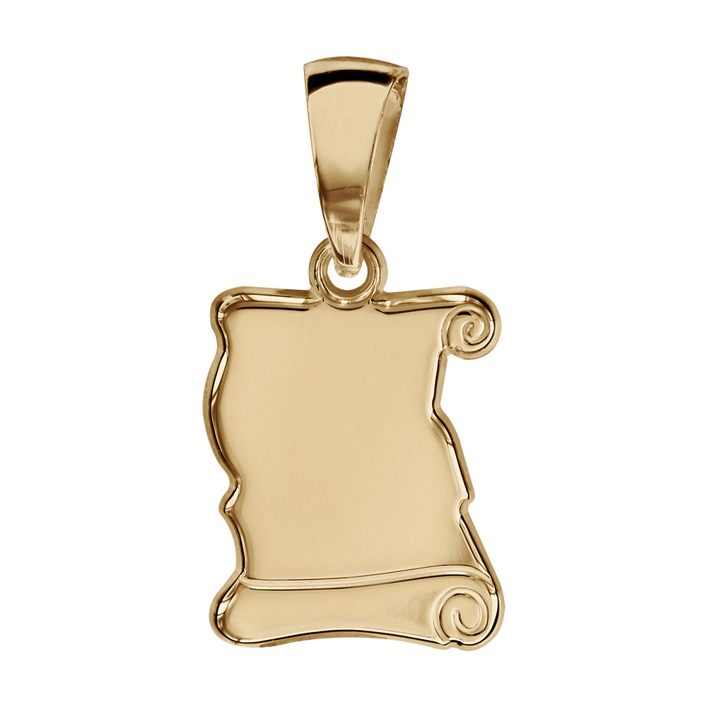 Pendentif en vermeil parchemin à graver petit modèle - plaque prestige