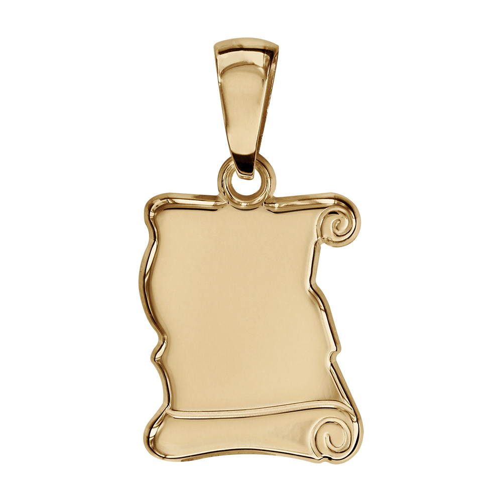 Pendentif en vermeil parchemin à graver moyen modèle - plaque prestige
