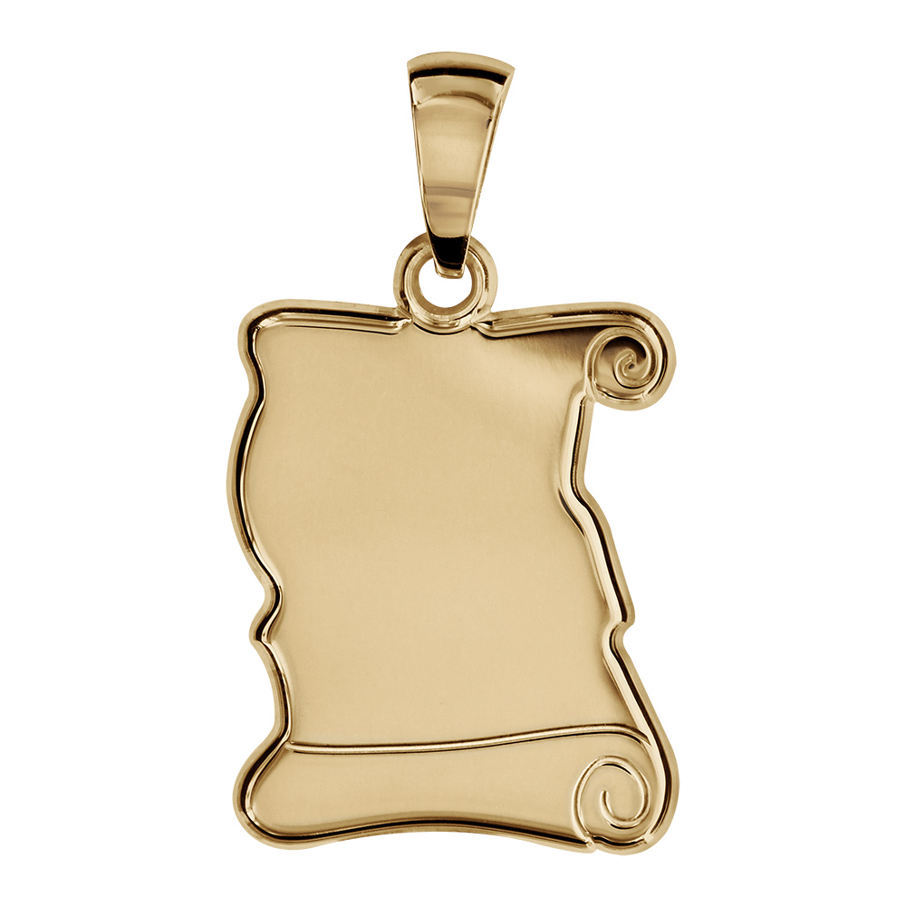 Pendentif en vermeil parchemin à graver grand modèle - plaque prestige