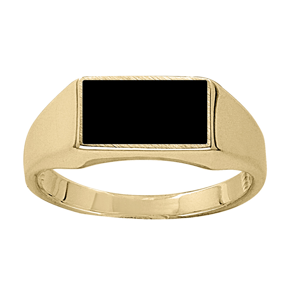 Chevalière en vermeil plateau rectangulaire 6mm X 11mm en onyx synthétique
