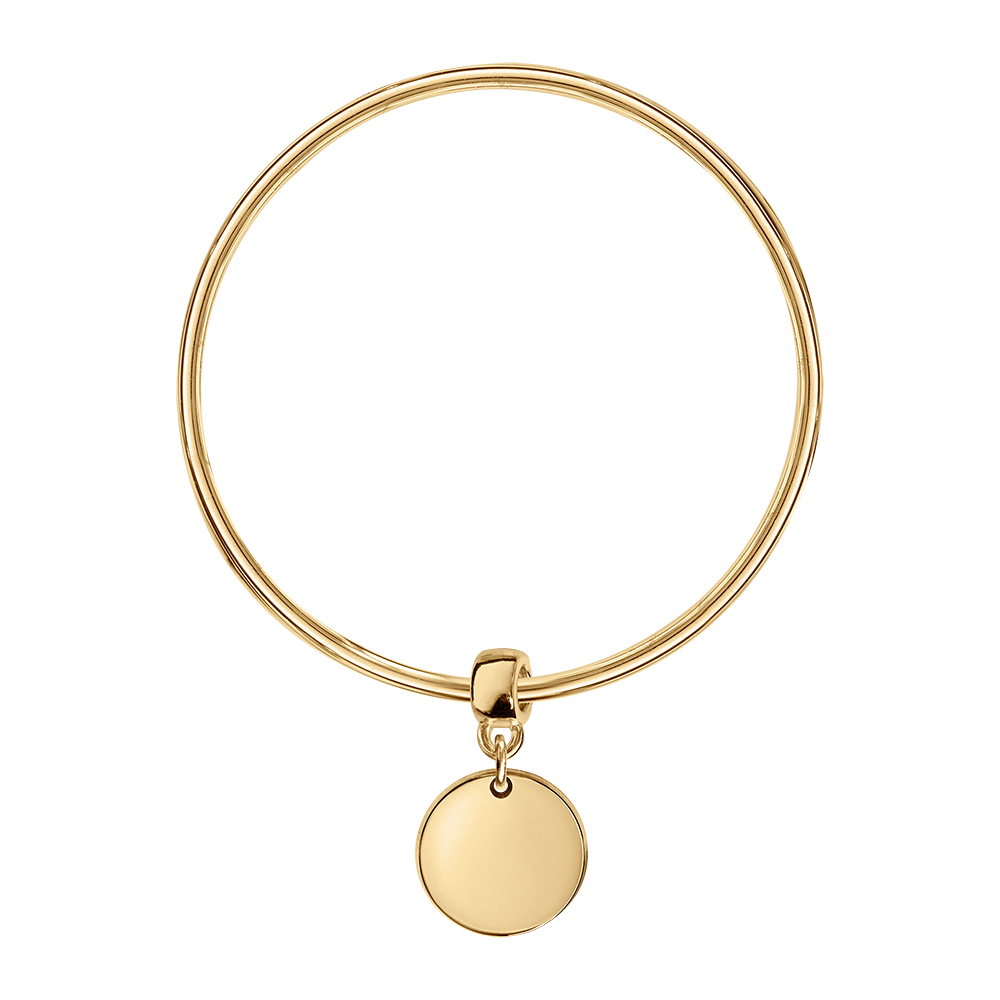 Bracelet jonc en vermeil massif 3mm diamètre 62 avec rond coulissant vierge à graver