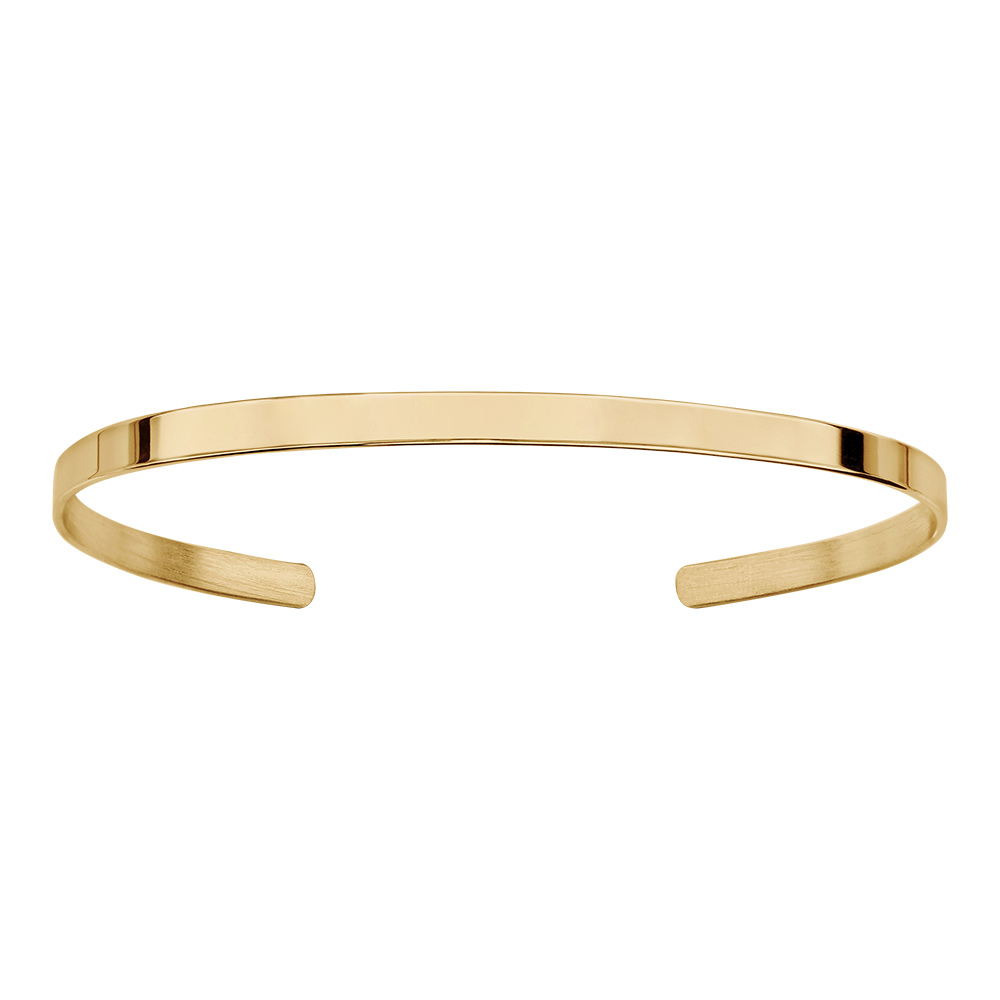 Bracelet en vermeil esclave ouvert ruban 3mm - diamètre 60 par 47mm