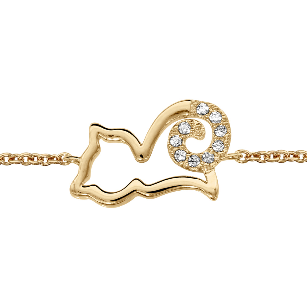 Bracelet en vermeil chat stylisé d'oxydes blancs - 16+2cm