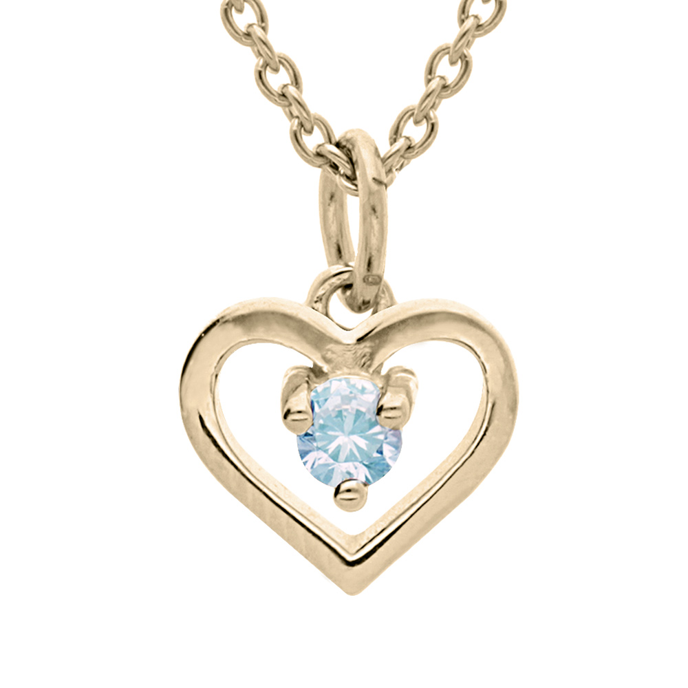 Collier en vermeil pendentif coeur et oxyde bleu ciel - 35+5cm