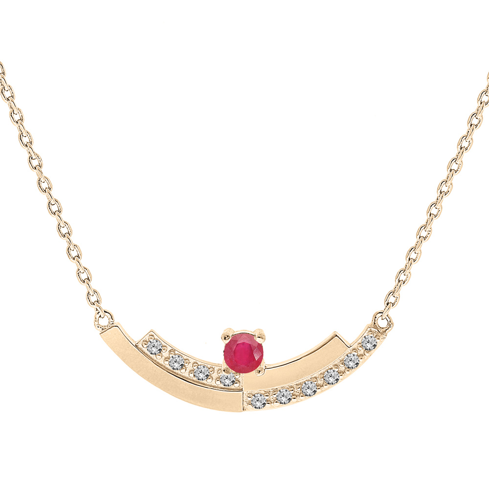 Collier en vermeil chaîne avec pendentif Rubis véritable et rail de Topazes blanches serties 42+3cm