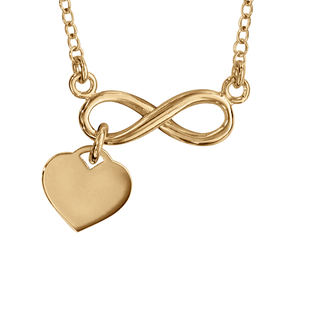 Collier en vermeil motif infini et pampille coeur  - 40+5cm
