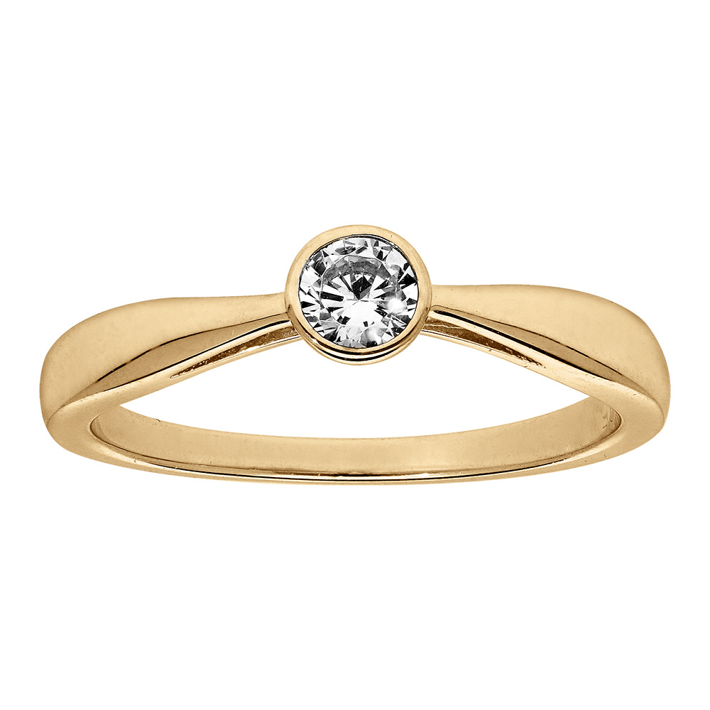 Bague en vermeil solitaire oxyde blanc serti