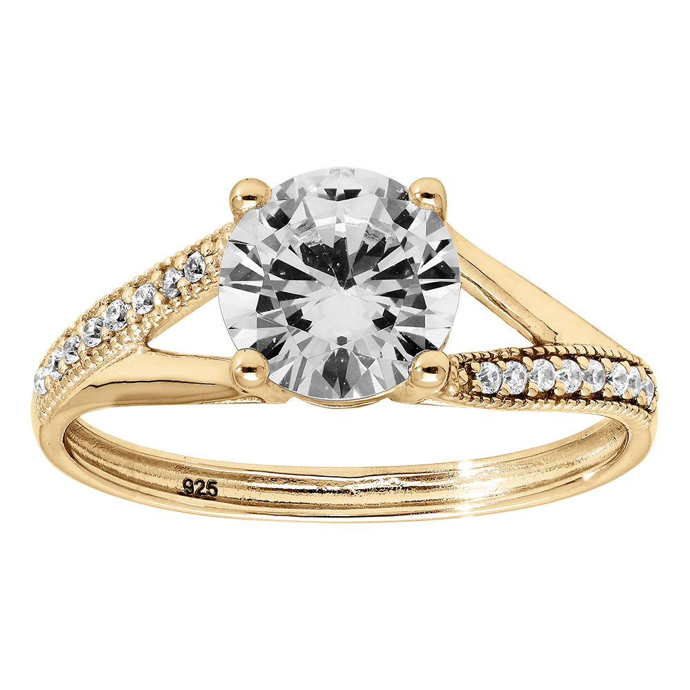 Bague en vermeil solitaire oxyde blanc serti 4 griffes