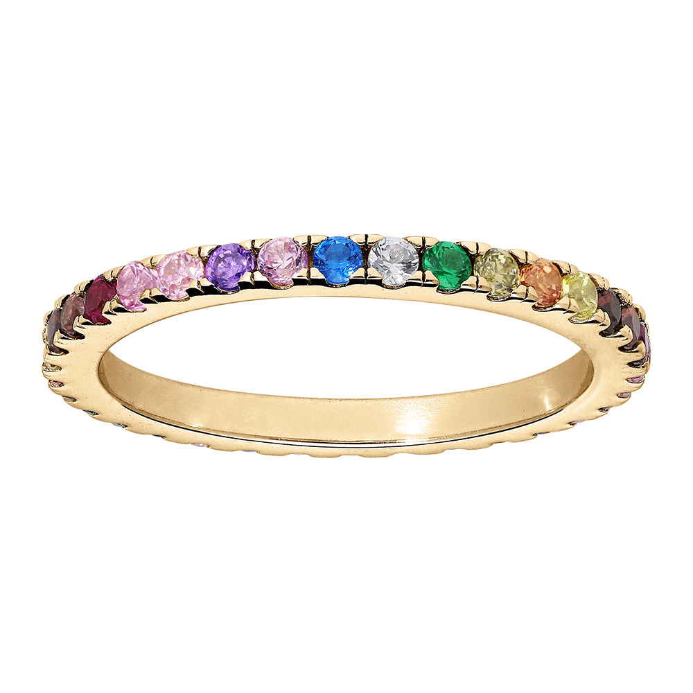 Bague en vermeil alliance rail multi couleurs