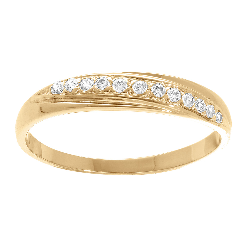 Bague en vermeil  fine ornée d'oxydes blancs sertis - grand diamètre