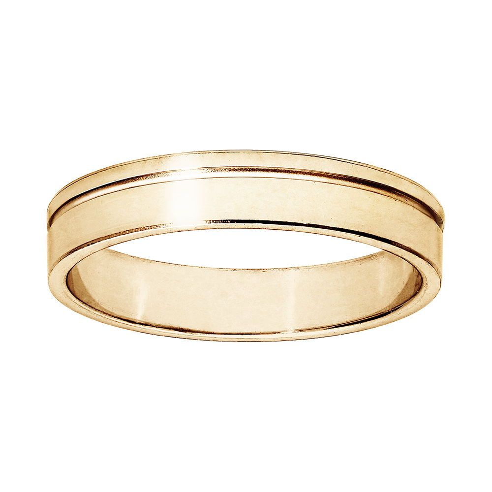 Alliance en vermeil ruban avec filet largeur 4mm