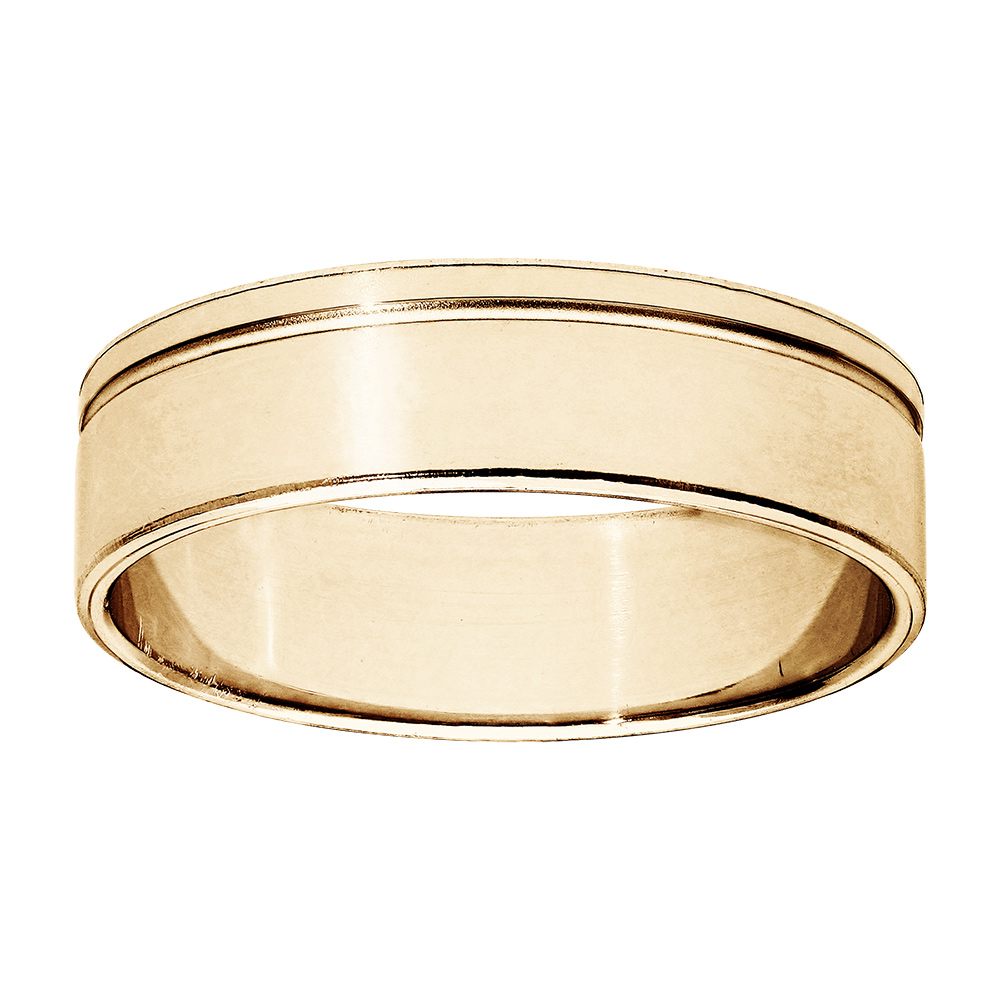 Alliance en vermeil ruban avec filet largeur 6mm