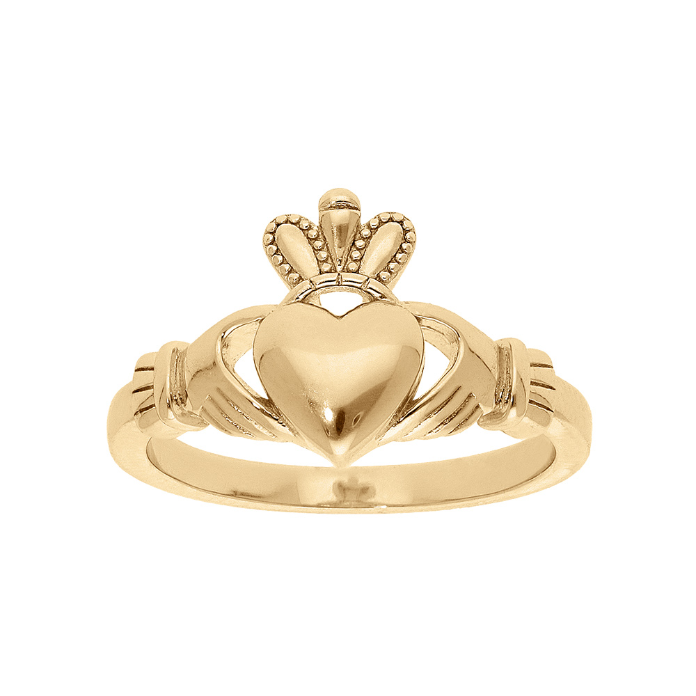 Bague en vermeil symbole Claddagh d'Irlande modèle homme (amour, amitié, loyauté)