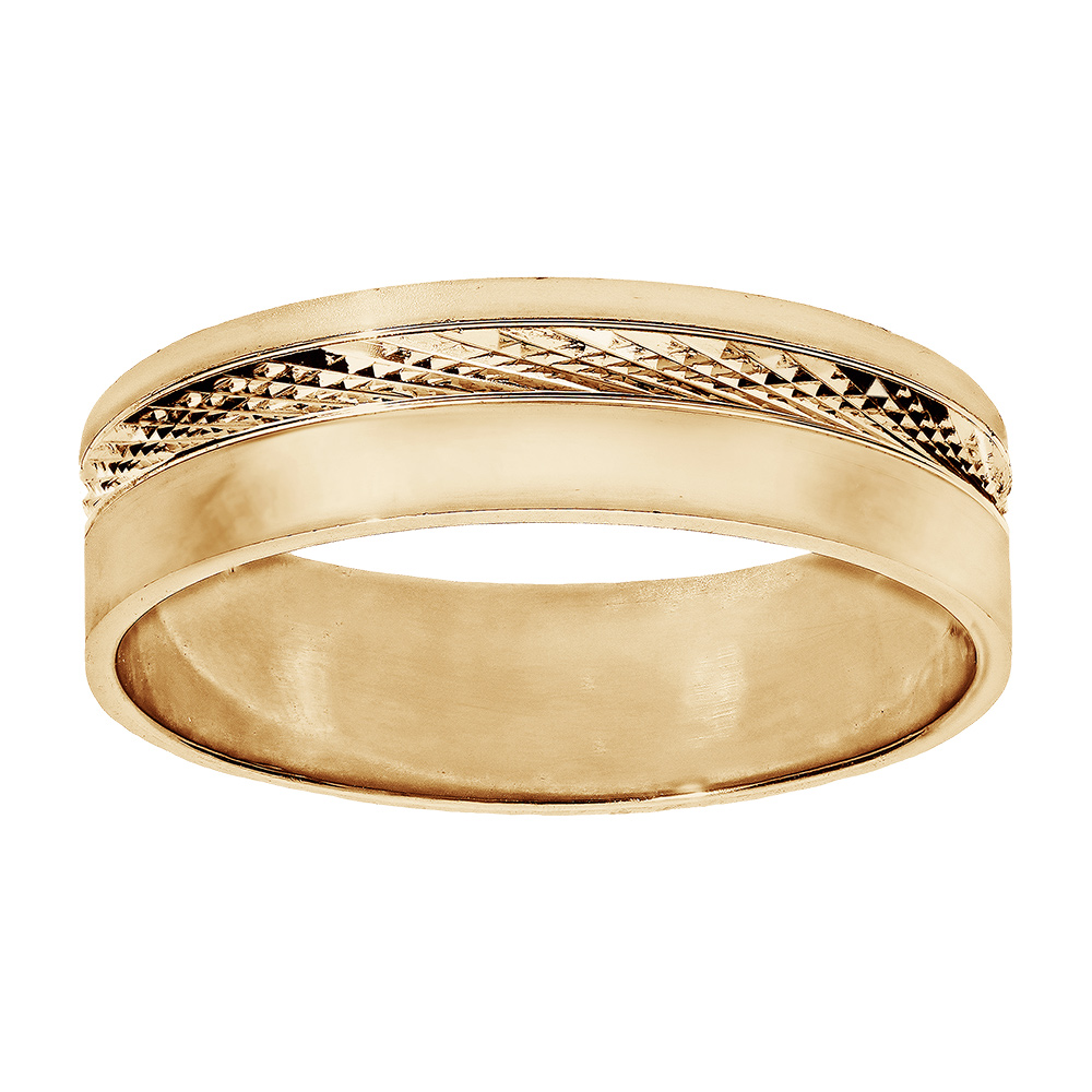 Alliance en vermeil diamantée et partie lisse largeur 6mm
