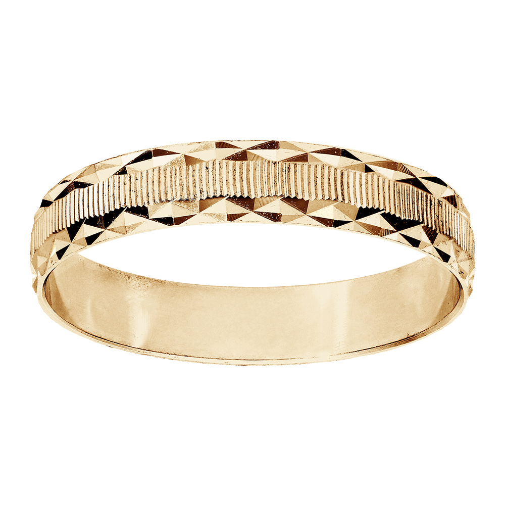 Alliance en vermeil diamantée contour dentelé largeur 4mm
