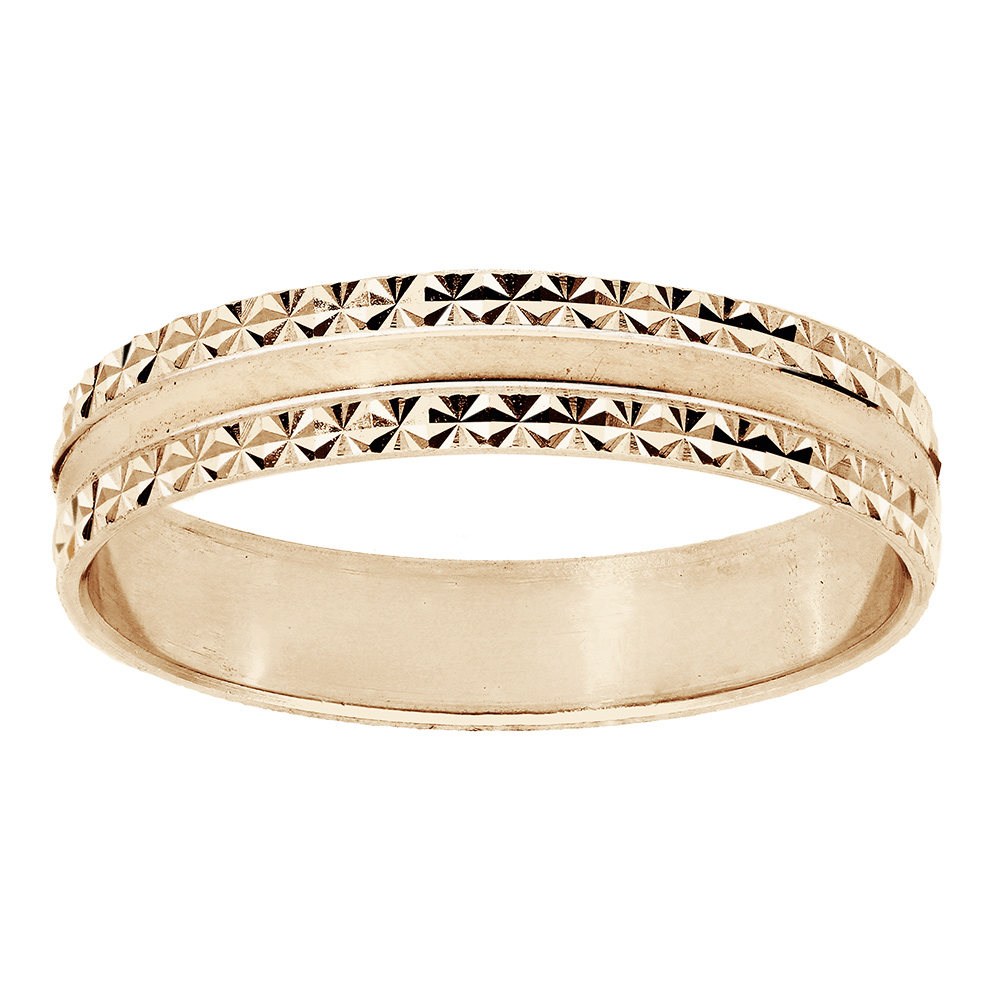 Alliance en vermeil lisse et bords diamantés largeur 4mm