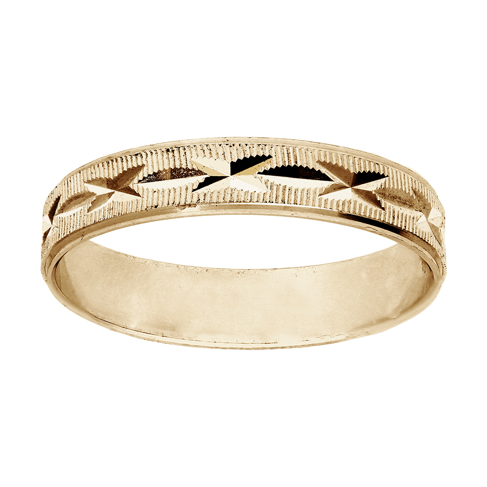 Alliance en vermeil diamantée en X avec striures largeur 4mm