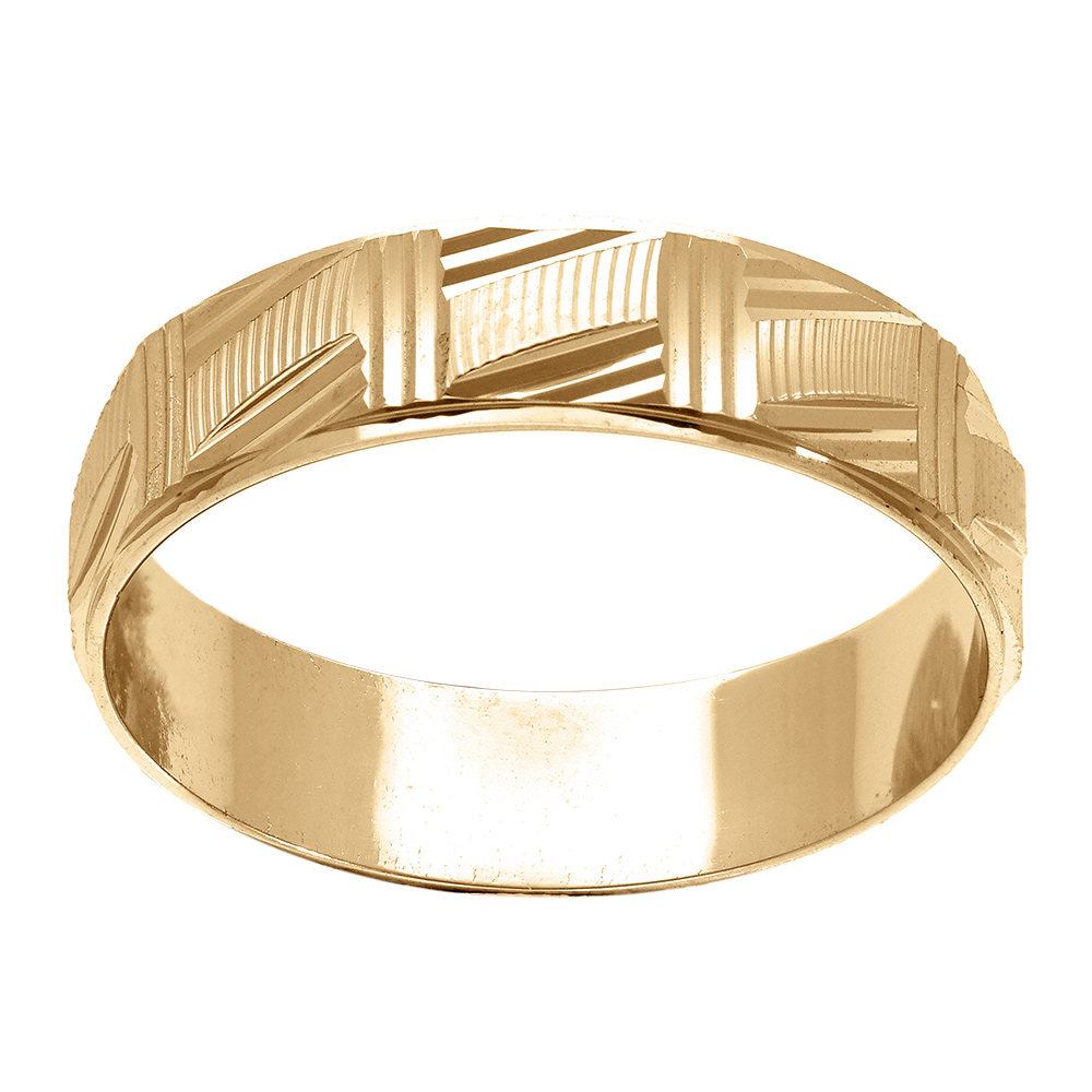 Alliance en vermeil diamantée quadrillage largeur 5mm