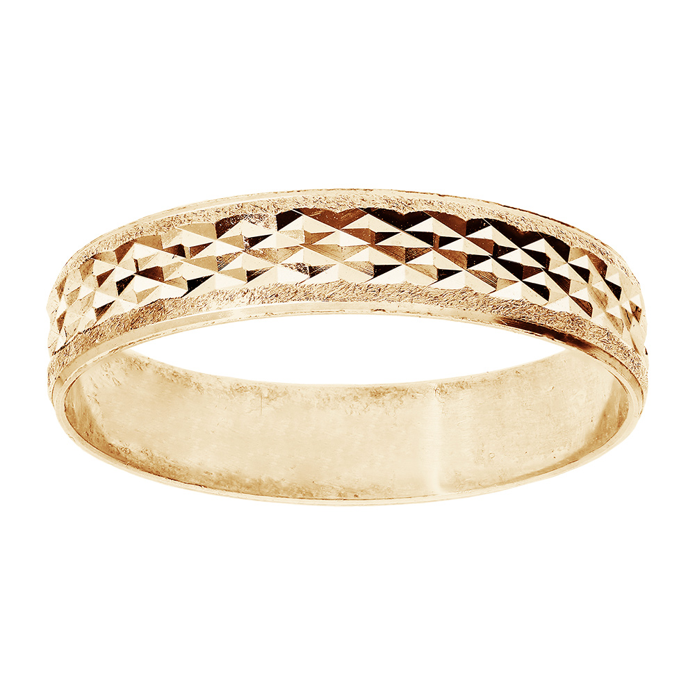 Alliance en vermeil diamantée facettée en X largeur 4mm