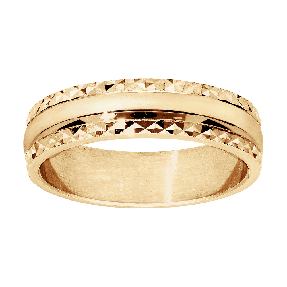 Alliance en vermeil lisse et bords diamantés largeur 5mm