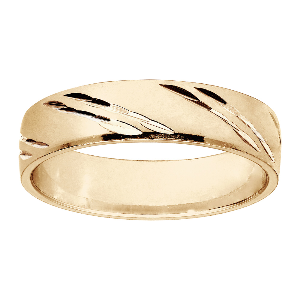 Alliance en vermeil diamantée 2 traits biais largeur 5mm