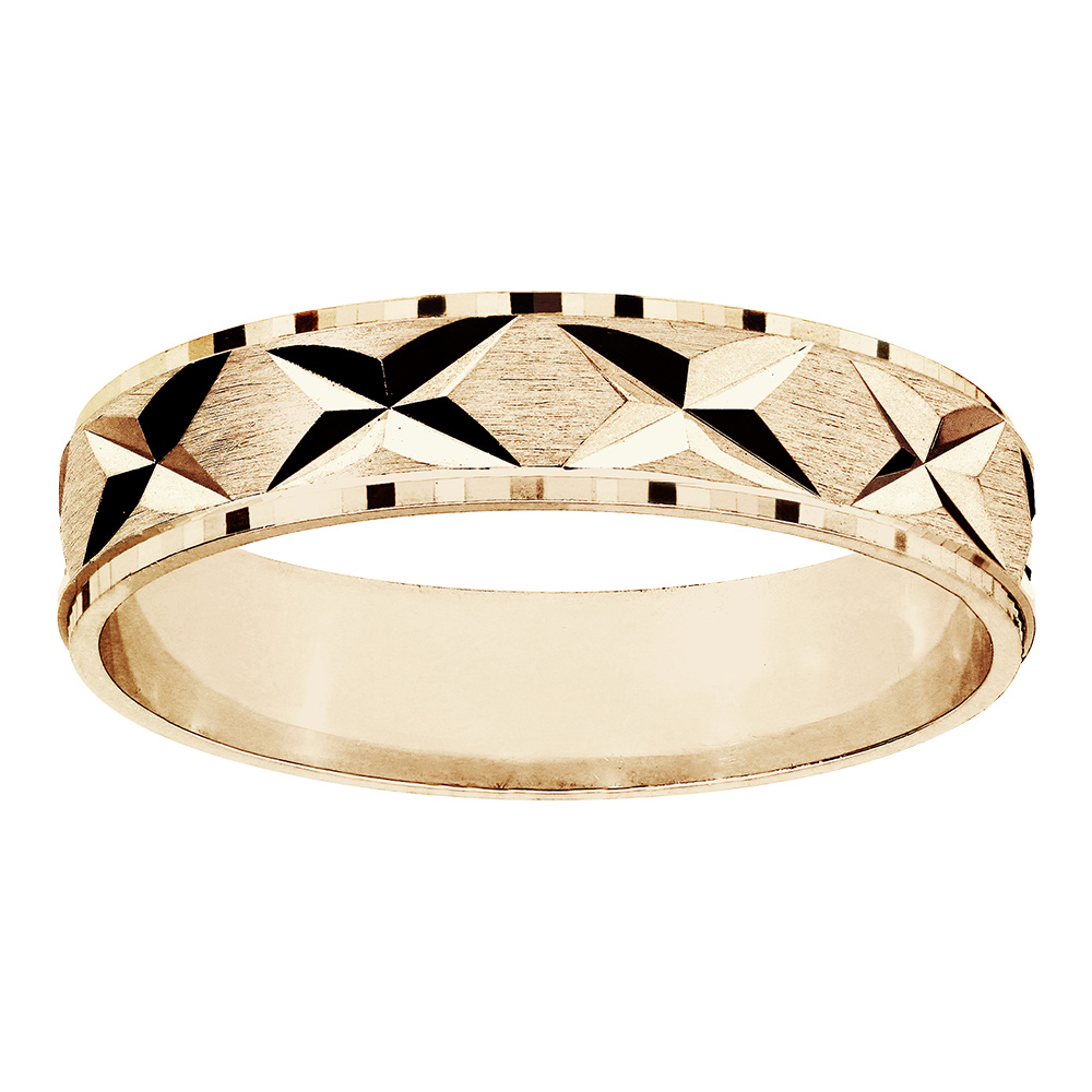 Alliance en vermeil motif en X largeur 5mm